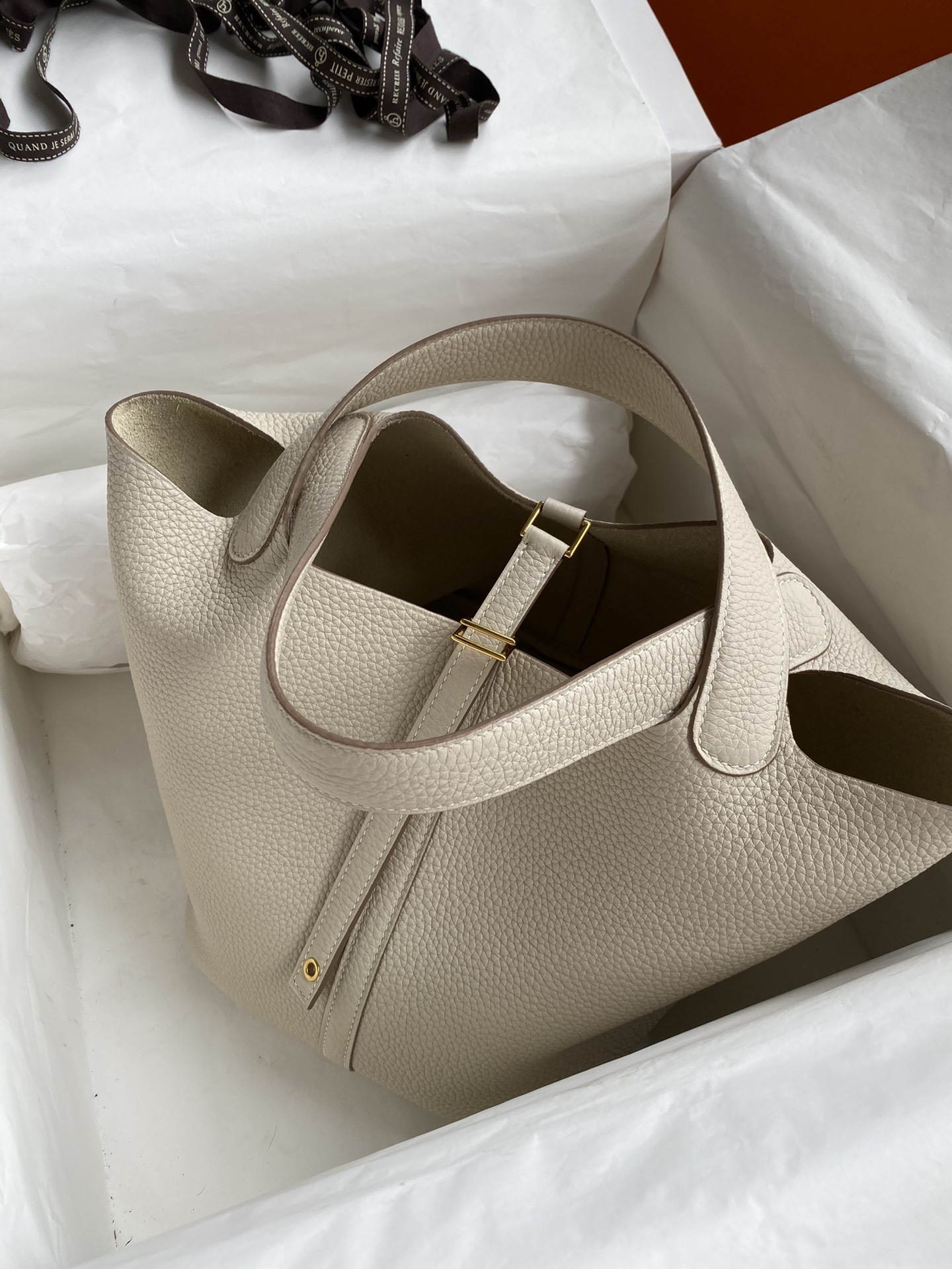 Hermes Picotin Lock 22 Bag In Cream White Clemence Leather